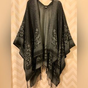 Black and Silver Sweater Kimono